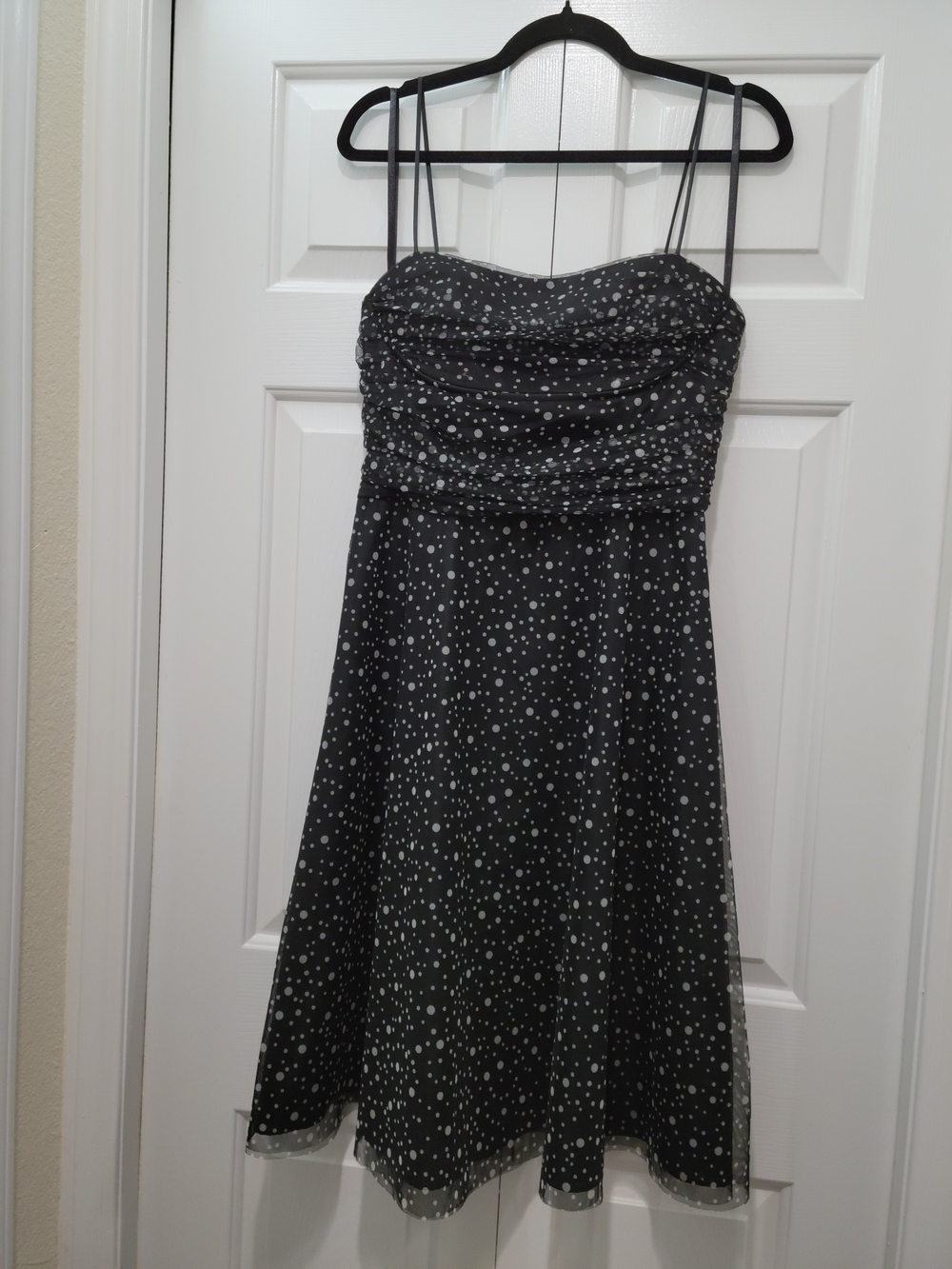 Jessica Howard Spaghetti Strap Black & White Polka Dot Dress